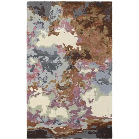 Blue And Brown Abstract Hand Tufted Area Rug Photo 3