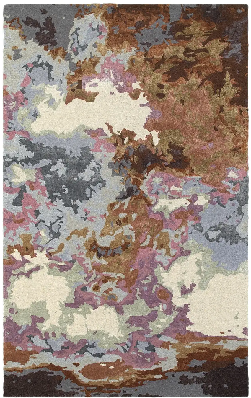 Blue And Brown Abstract Hand Tufted Area Rug Photo 3