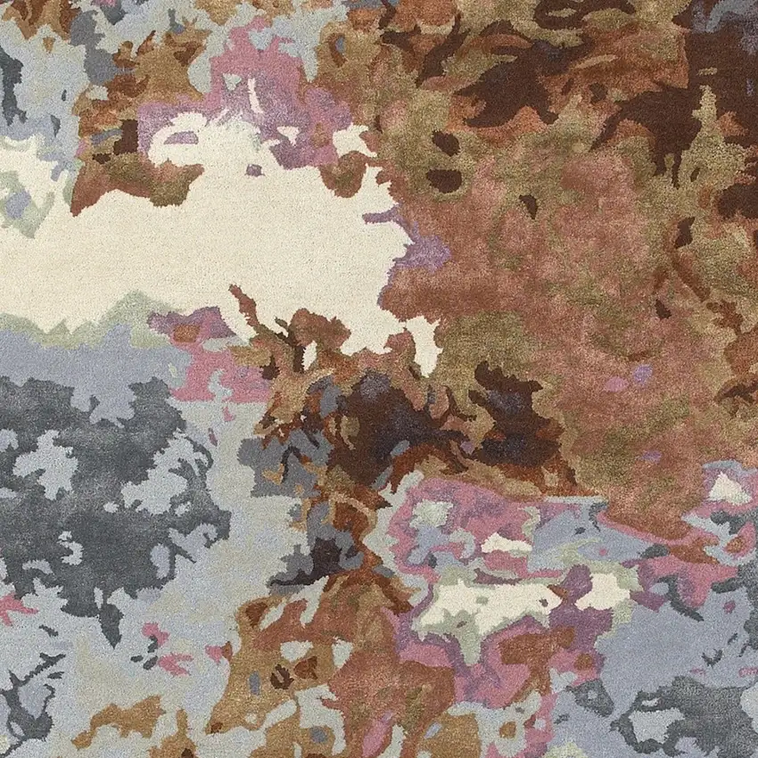 Blue And Brown Abstract Hand Tufted Area Rug Photo 5