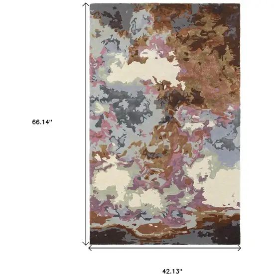 Blue And Brown Abstract Hand Tufted Area Rug Photo 6