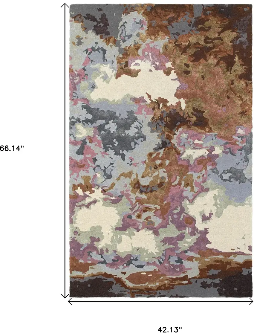 Blue And Brown Abstract Hand Tufted Area Rug Photo 6