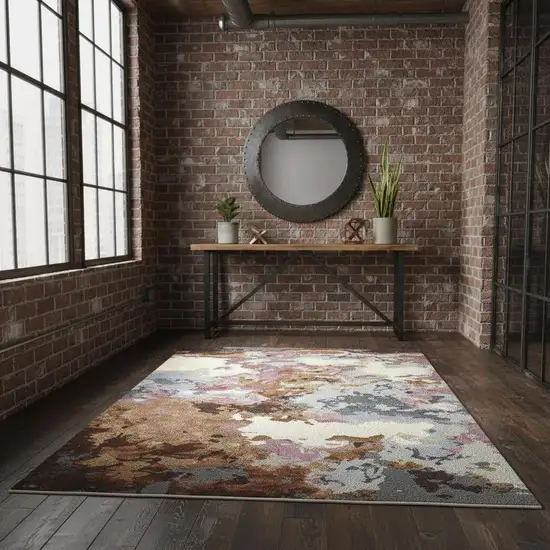 Blue And Brown Abstract Hand Tufted Area Rug Photo 1