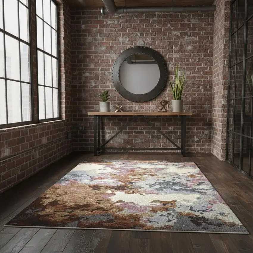 Blue And Brown Abstract Hand Tufted Area Rug Photo 1