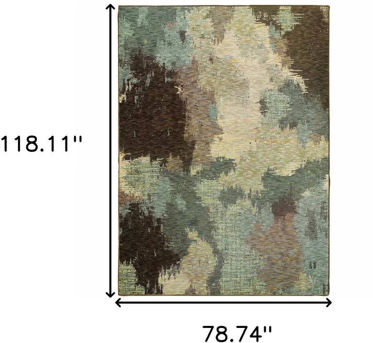 Blue And Brown Abstract Power Loom Stain Resistant Area Rug Photo 3