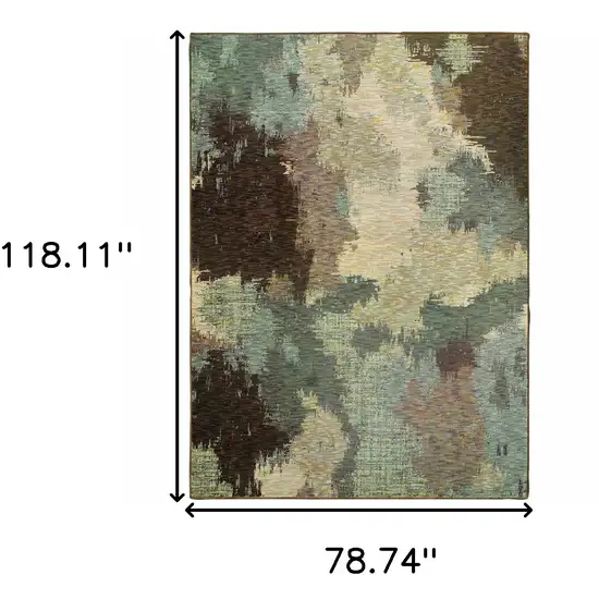 Blue and Ivory Abstract Power Loom Area Rug Photo 3