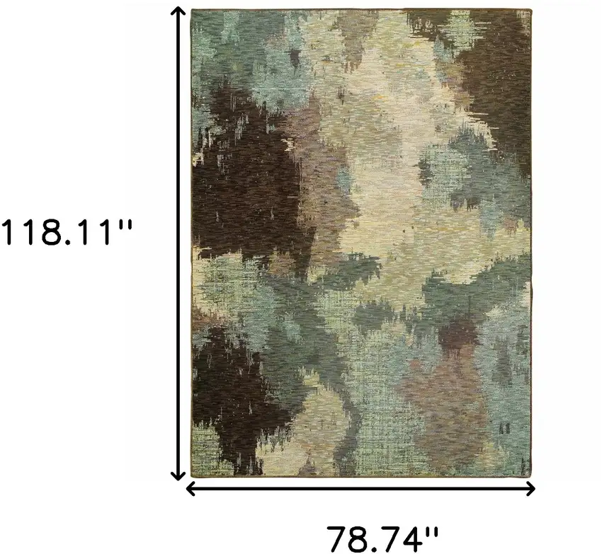 Blue and Ivory Abstract Power Loom Area Rug Photo 3