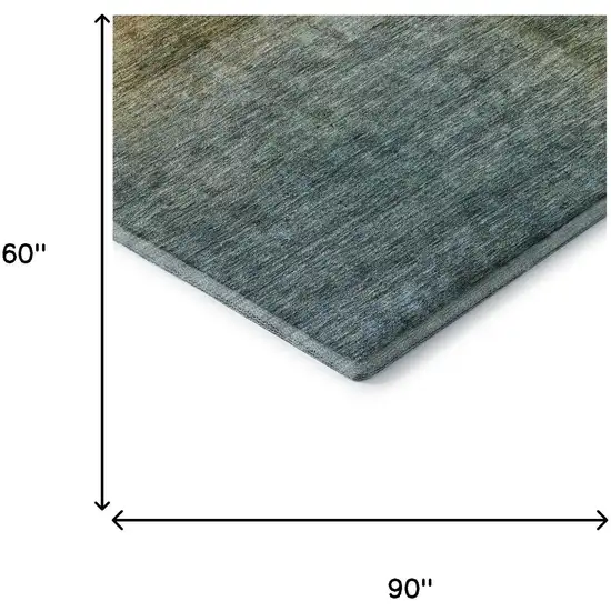 Blue And Brown Abstract Washable Area Rug With UV Protection Photo 6