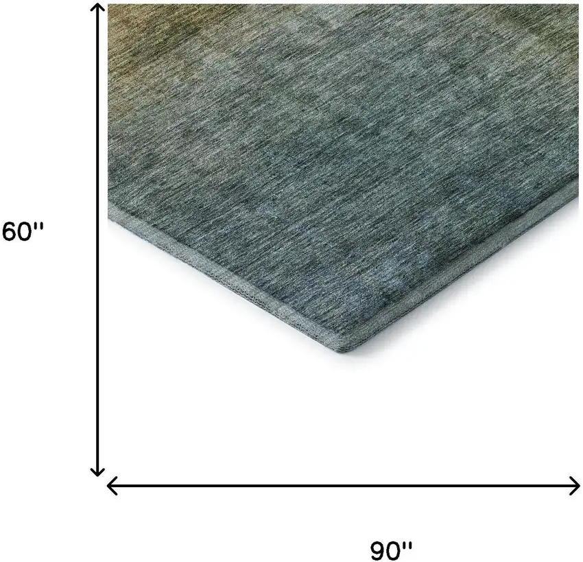 Blue And Brown Abstract Washable Area Rug With UV Protection Photo 6