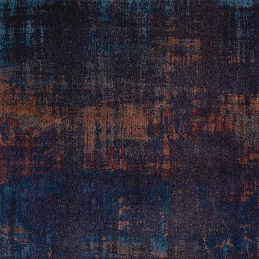 Blue And Brown Abstract Washable Area Rug Photo 4