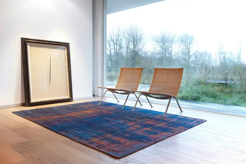 Blue And Brown Abstract Washable Area Rug Photo 5