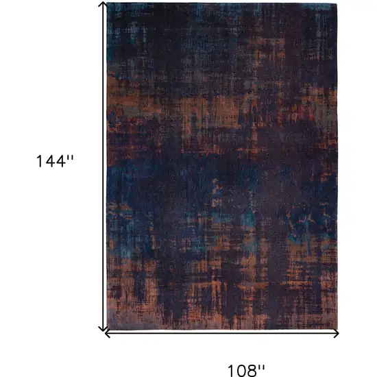 Blue And Brown Abstract Washable Area Rug Photo 6