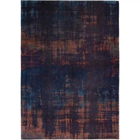 Blue And Brown Abstract Washable Area Rug Photo 2