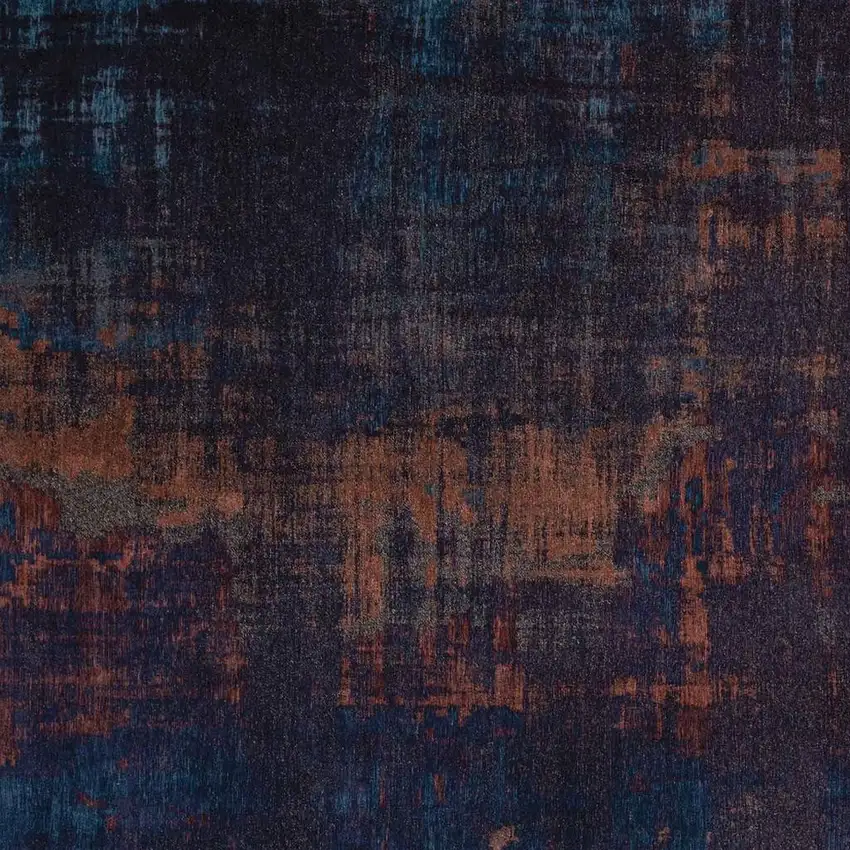 Blue And Brown Abstract Washable Area Rug Photo 3