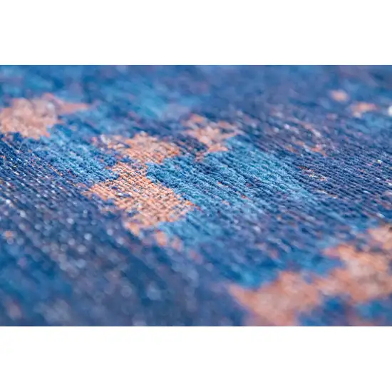 Blue And Brown Abstract Washable Area Rug Photo 9