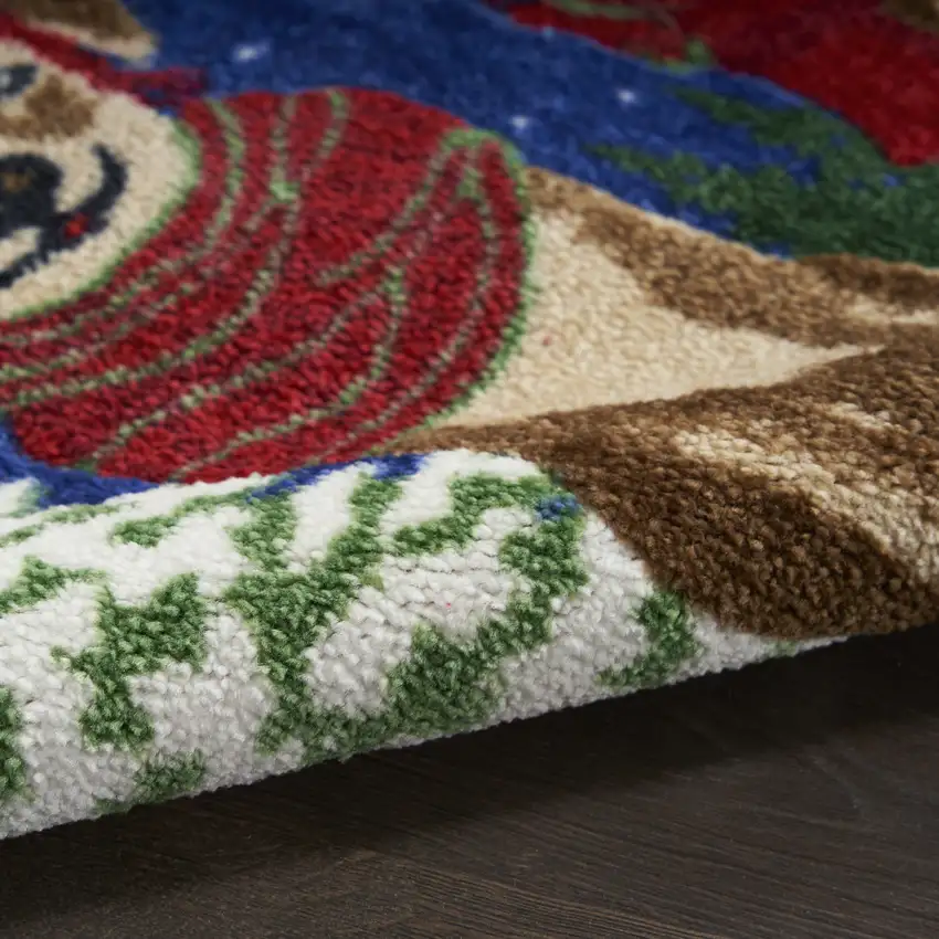 Blue And Brown Christmas Dogs Area Rug Photo 8