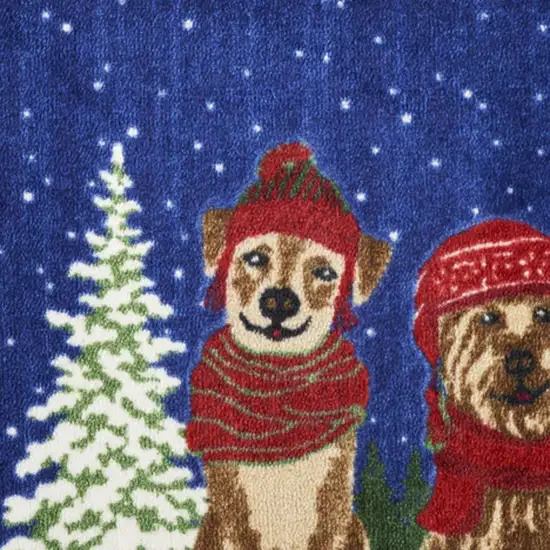 Blue And Brown Christmas Dogs Area Rug Photo 3