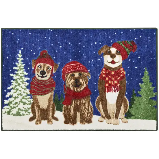 Blue And Brown Christmas Dogs Area Rug Photo 2
