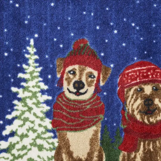 Blue And Brown Christmas Dogs Area Rug Photo 6
