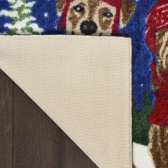 Blue And Brown Christmas Dogs Area Rug Photo 9