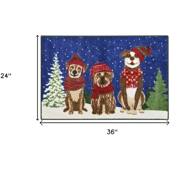 Blue And Brown Christmas Dogs Area Rug Photo 3