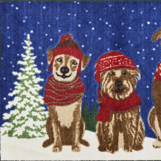 Blue And Brown Christmas Dogs Area Rug Photo 4