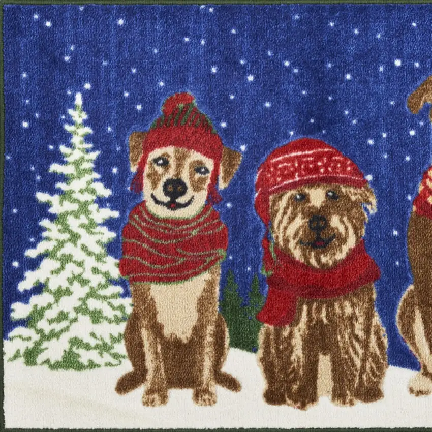 Blue And Brown Christmas Dogs Area Rug Photo 7