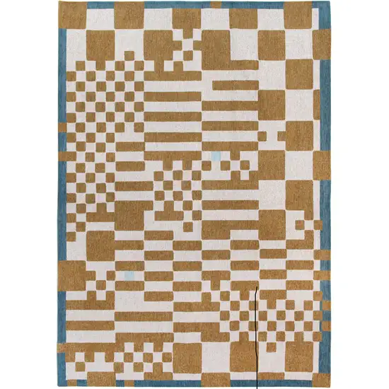 Blue And Brown Geometric Washable Area Rug Photo 2