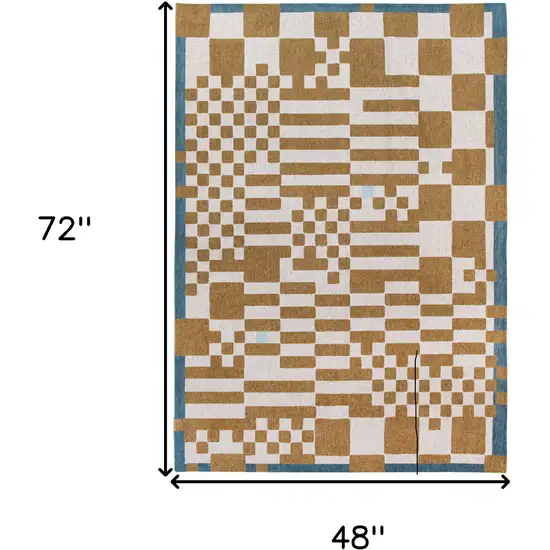 Blue And Brown Geometric Washable Area Rug Photo 5