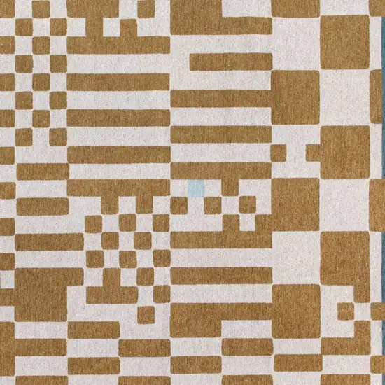Blue And Brown Geometric Washable Area Rug Photo 3
