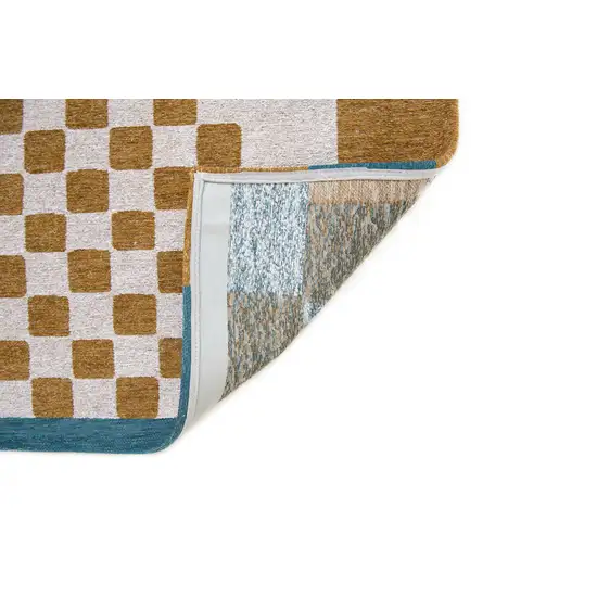 Blue And Brown Geometric Washable Area Rug Photo 6