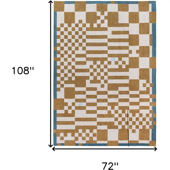 Blue And Brown Geometric Washable Area Rug Photo 5