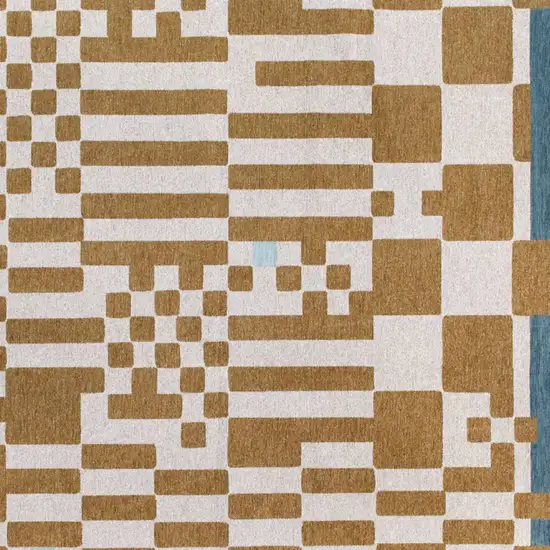 Blue And Brown Geometric Washable Area Rug Photo 3