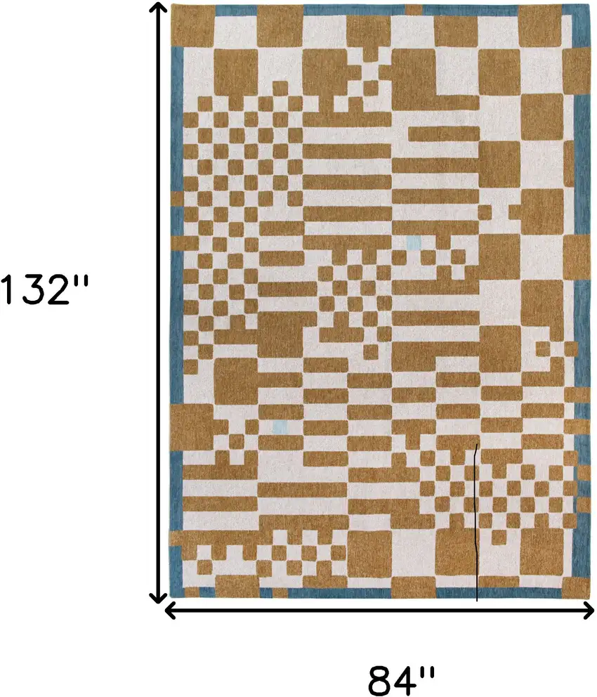 Blue And Brown Geometric Washable Area Rug Photo 5