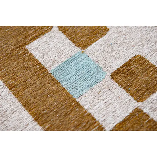 Blue And Brown Geometric Washable Area Rug Photo 7