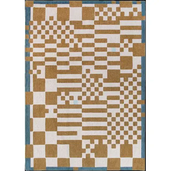 Blue And Brown Geometric Washable Area Rug Photo 2