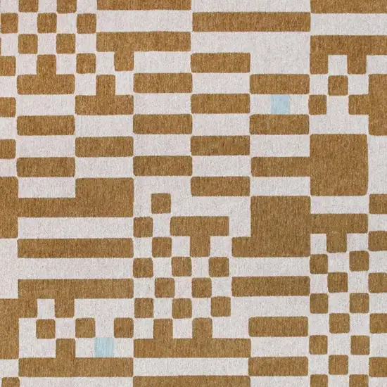 Blue And Brown Geometric Washable Area Rug Photo 3