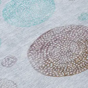 Photo of Blue And Brown Geometric Washable Indoor Outdoor Area Rug