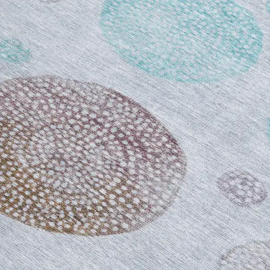 Blue And Brown Geometric Washable Indoor Outdoor Area Rug Photo 4