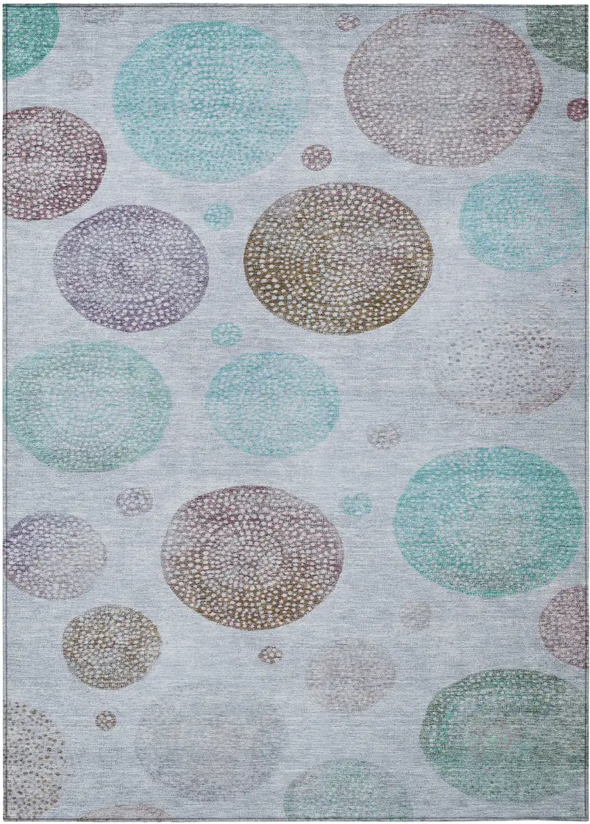 Blue And Brown Geometric Washable Indoor Outdoor Area Rug Photo 9