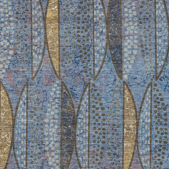Blue And Brown Geometric Washable Indoor Outdoor Area Rug Photo 3