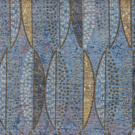 Blue And Brown Geometric Washable Indoor Outdoor Area Rug Photo 3
