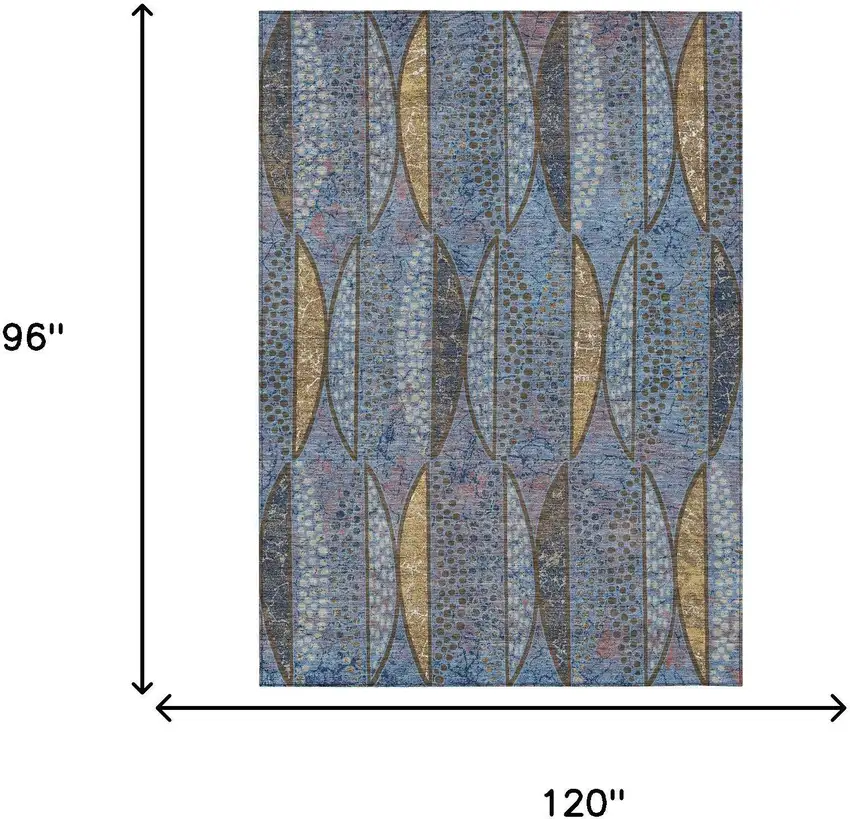 Blue And Brown Geometric Washable Indoor Outdoor Area Rug Photo 7