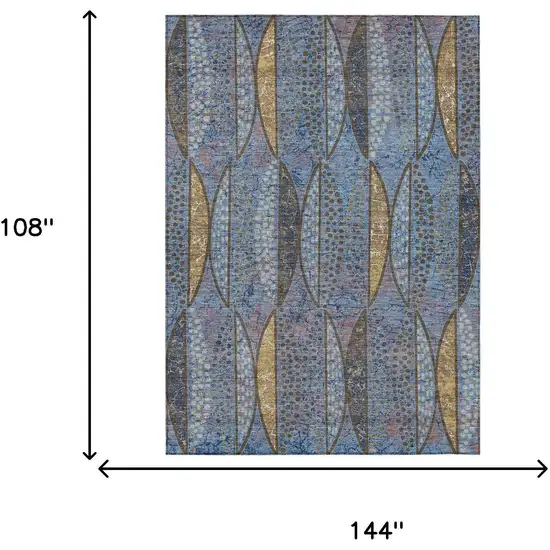 Blue And Brown Geometric Washable Indoor Outdoor Area Rug Photo 7