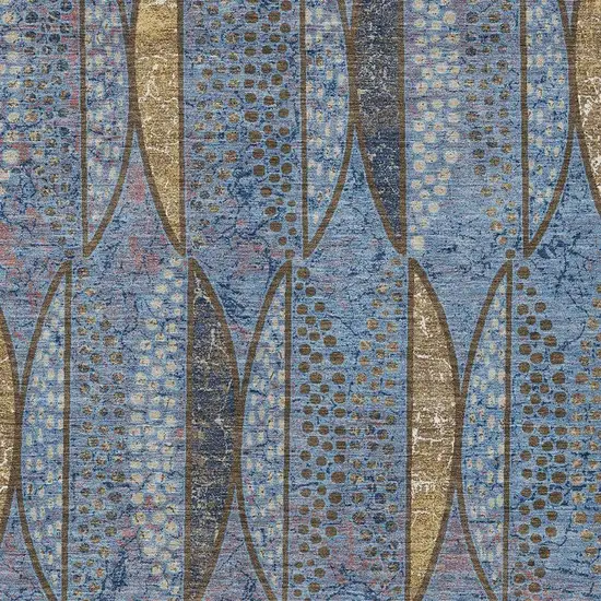 Blue And Brown Geometric Washable Indoor Outdoor Area Rug Photo 3