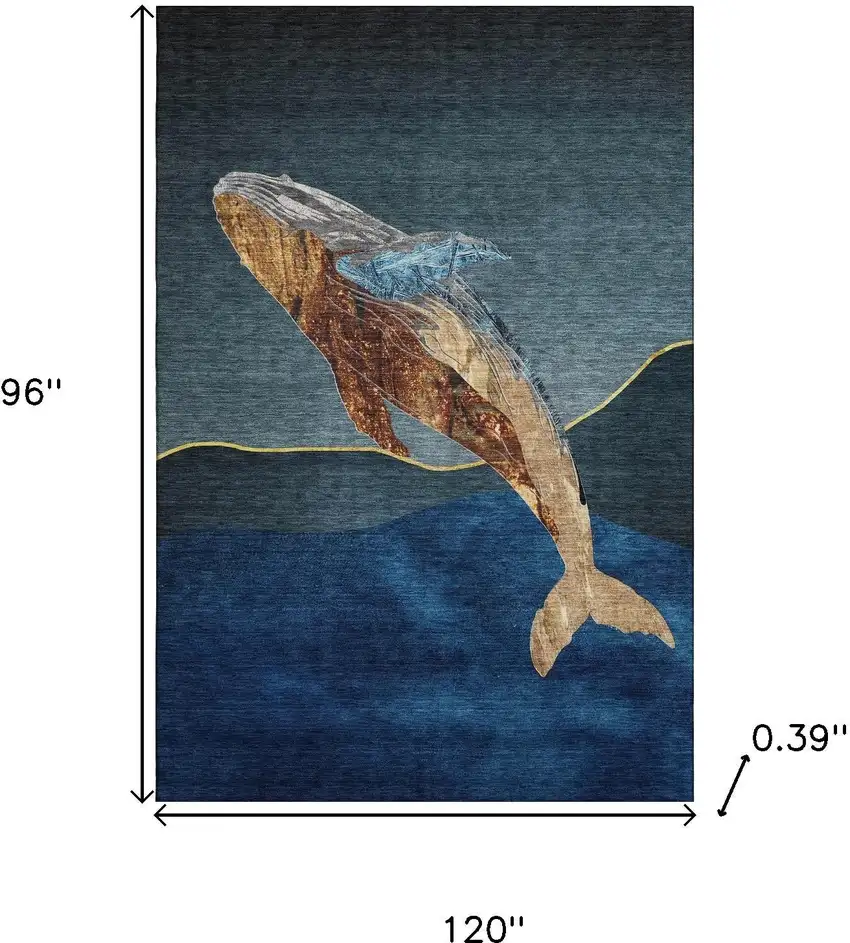 Blue And Brown Nautical Washable Area Rug With UV Protection Photo 8