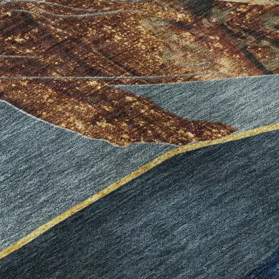 Blue And Brown Nautical Washable Area Rug With UV Protection Photo 6