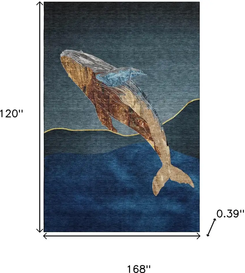 Blue And Brown Nautical Washable Area Rug With UV Protection Photo 7