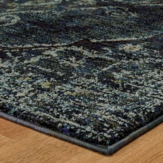 Blue and Black Oriental Power Loom Area Rug Photo 4