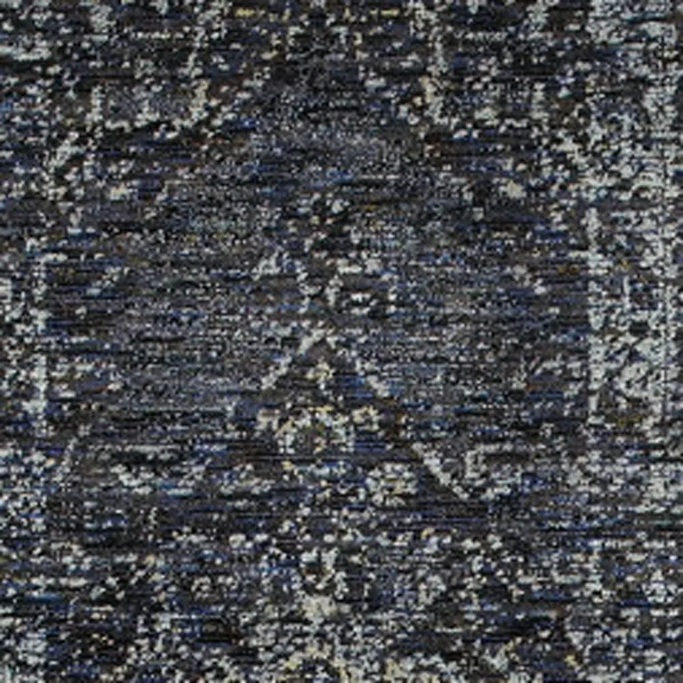Blue And Brown Oriental Power Loom Stain Resistant Runner Rug Photo 4
