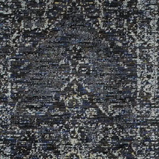 8' Blue And Ivory Oriental Runner Rug Photo 4